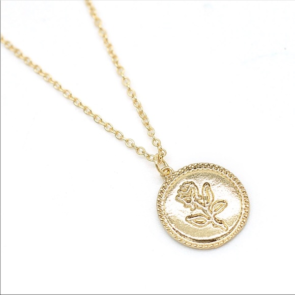 NEW GOLD ROSE PENDANT NECKLACE - Picture 3 of 5